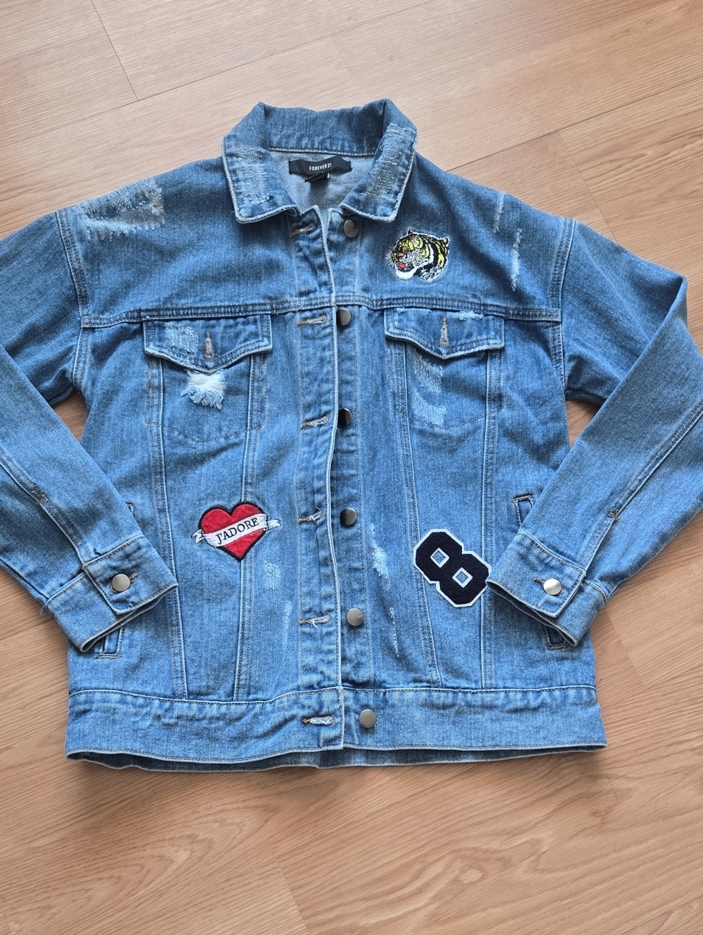 Light Blue Denim Jacket with Patches
